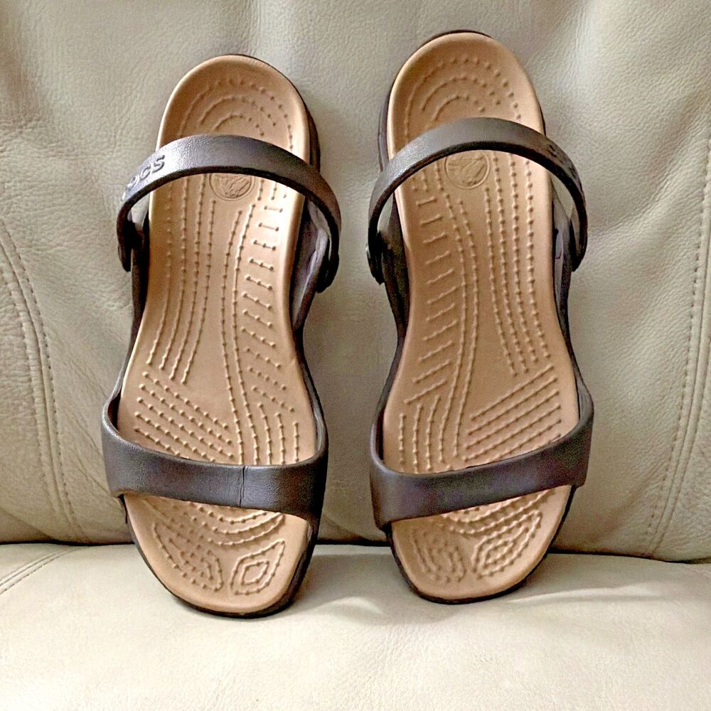 Crocs Cleo Strappy Sandals Size 9 Womens Comfort Open Toe Brown Tan